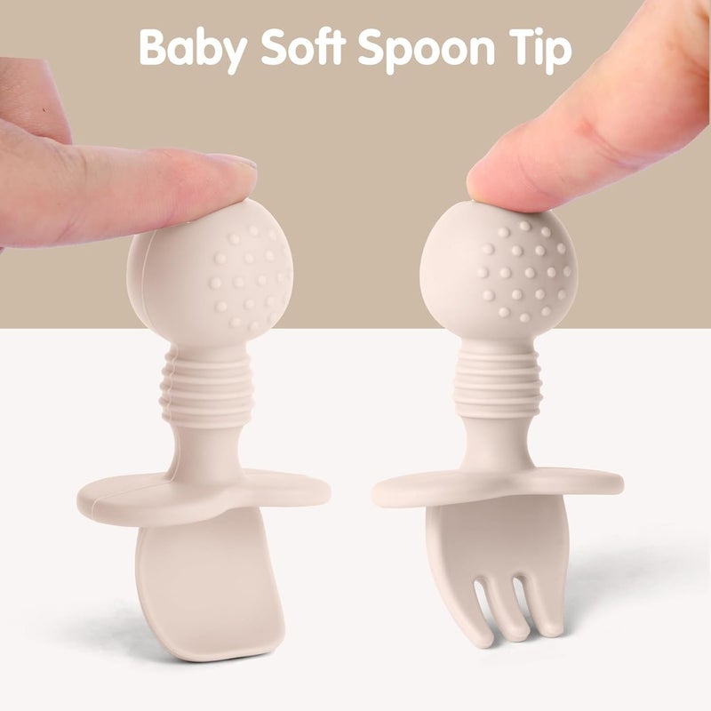 Eascrozn 6 Pack Baby Spoons and Forks Set, Silicone Baby Spoons Self Feeding 6 Months for Toddler Utensils,BPA Free, Baby Led Weaning Supplies Feeding Essentials,Dishwasher and Boil Safe - Image 4